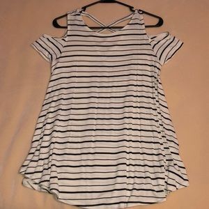 Black and white striped S blouse
